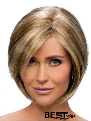 Cheap Synthetic Ladies Wigs With Monofilament Brown Color Chin Length