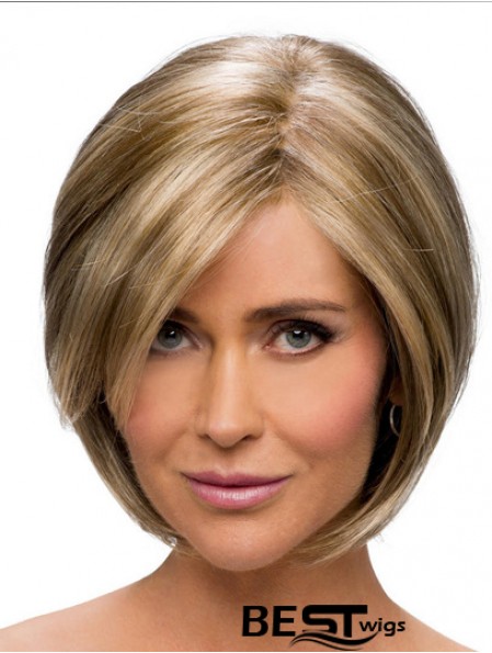 Cheap Synthetic Ladies Wigs With Monofilament Brown Color Chin Length