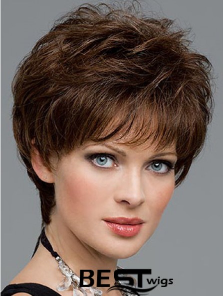 Brown Wavy Short Boycuts Lace Front Cheap Wig UK