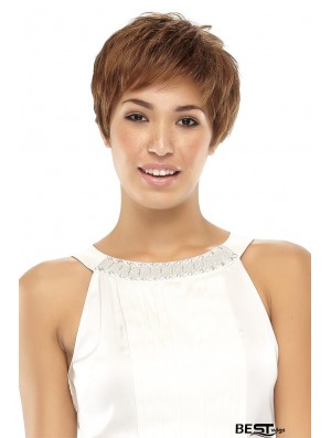 Convenient Brown Cropped Wavy Boycuts Lace Front Wigs