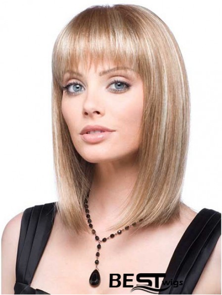 Front Lace Wig Synthetic With Straight Hair Style Blonde Color