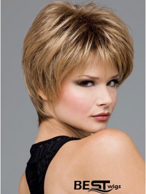 Short Wavy Boycuts Blonde Synthetic Wavy Lace Front Wigs