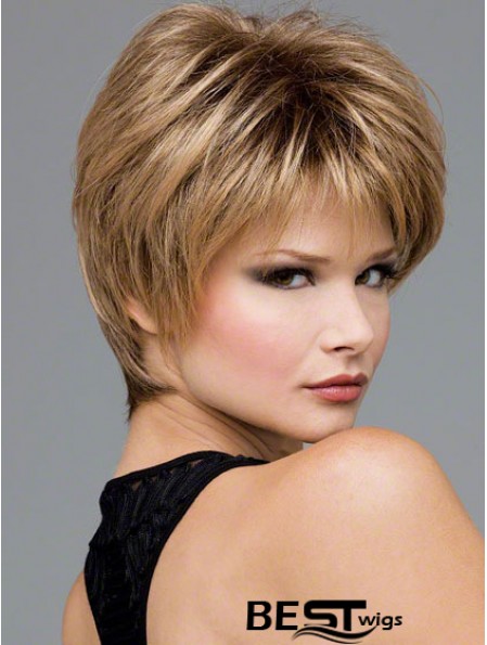 Short Wavy Boycuts Blonde Synthetic Wavy Lace Front Wigs