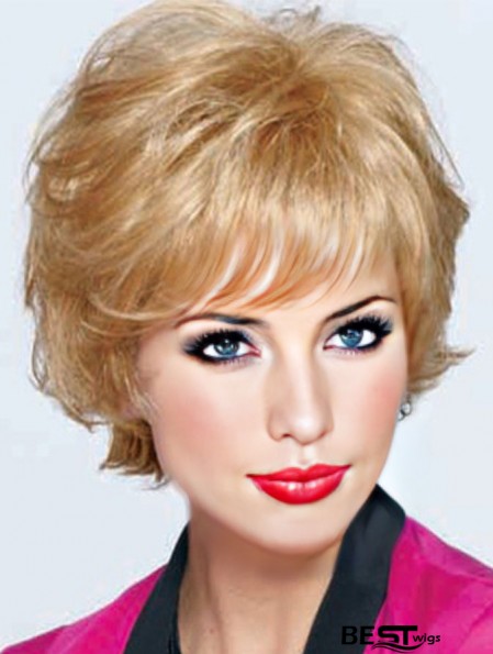 Best Blonde Short Wavy Classic Monofilament Wigs