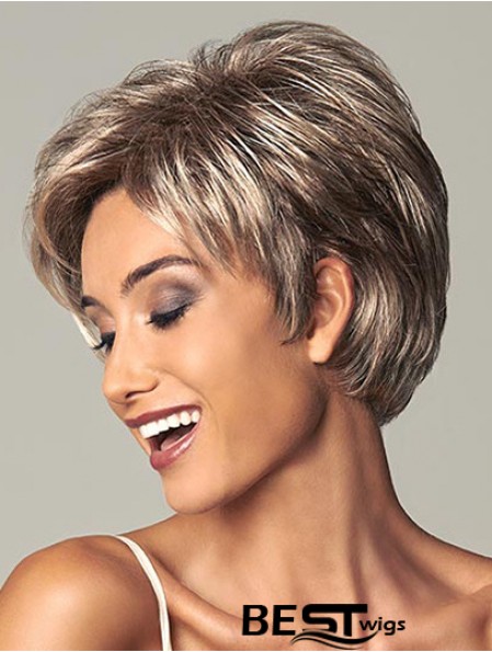 Best 7 inch Straight Brown Layered Short Wigs