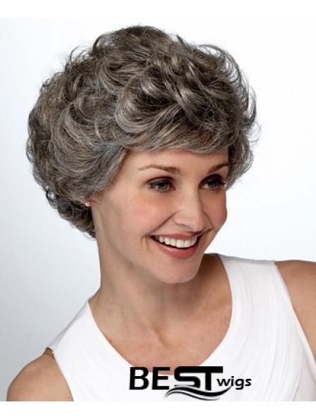 Synthetic Short Curly Lace Front Elderly Lady Wigs