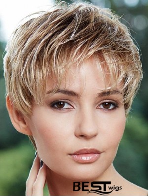 Cheapest 6 inch Straight Blonde Boycuts Short Wigs