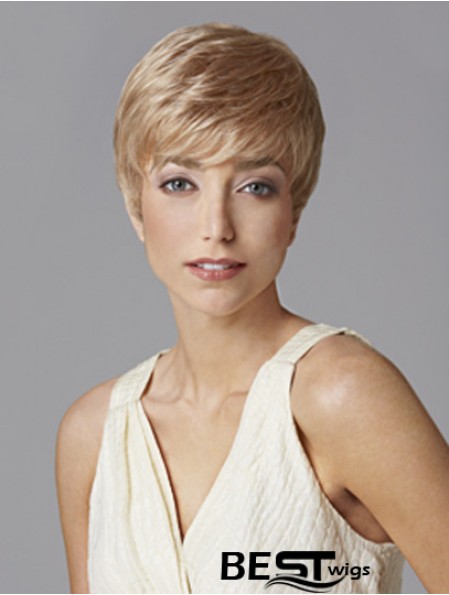 Fashionable 5 inch Straight Blonde Boycuts Short Wigs