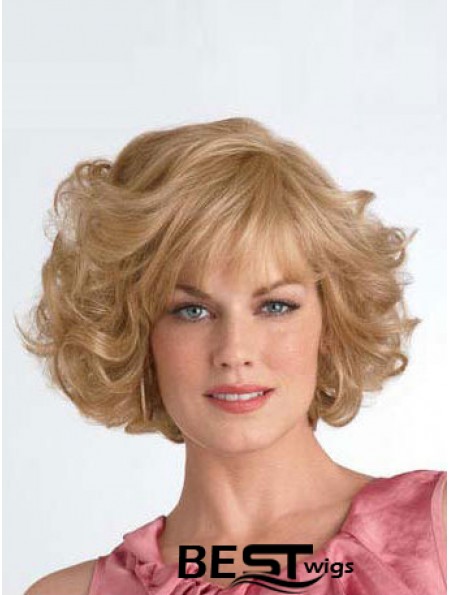 Chin Length Layered Curly Blonde Good Synthetic Wigs