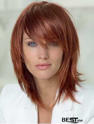 14 inch Straight Layered Capless Auburn Soft Long Wigs