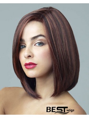 Synthetic Lace Front Wigs Auburn Color Straight Style Bobs Cut