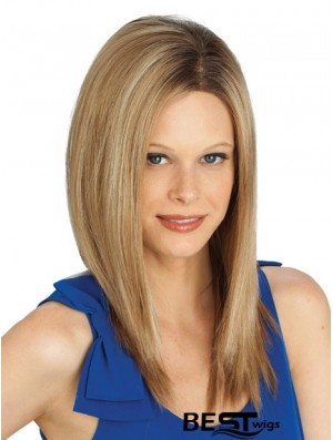 Blonde Straight Long Without Bangs Lace Front Cheap Ladies Wigs