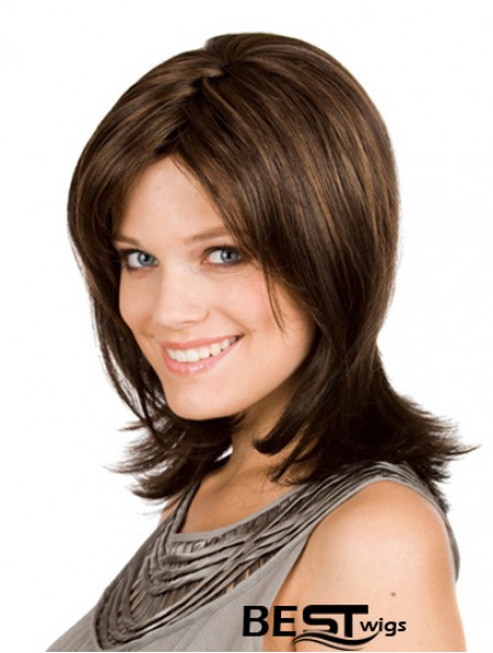 Brown Shoulder Length Wavy Layered 12 inch Fashion Medium Wigs