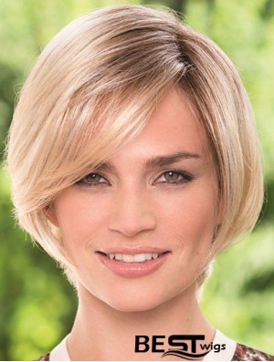 Chin Length Blonde Durable 8 inch Straight Bob Wigs