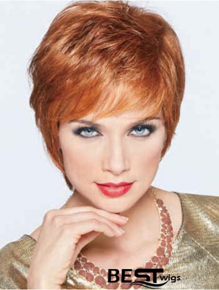 Boycuts Cropped Synthetic Straight Auburn Monofilament Wig Large