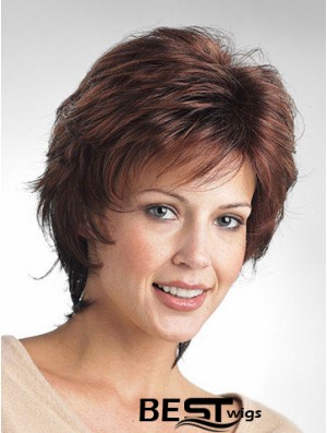 Wavy Layered Short Comfortable Brown Synthetic Wigs