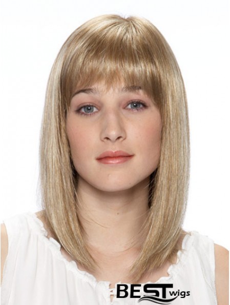 14 inch Blonde Straight Bobs Shoulder Synthetic Lace Front Wig