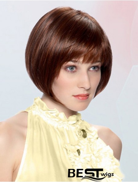 Straight Chin Length Auburn 10 inch Lace Front Durable Bob Wigs