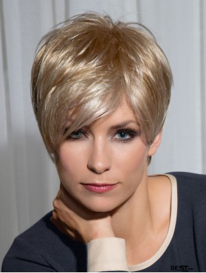 Straight Boycuts 5 inch Blonde Cheap Synthetic Wigs