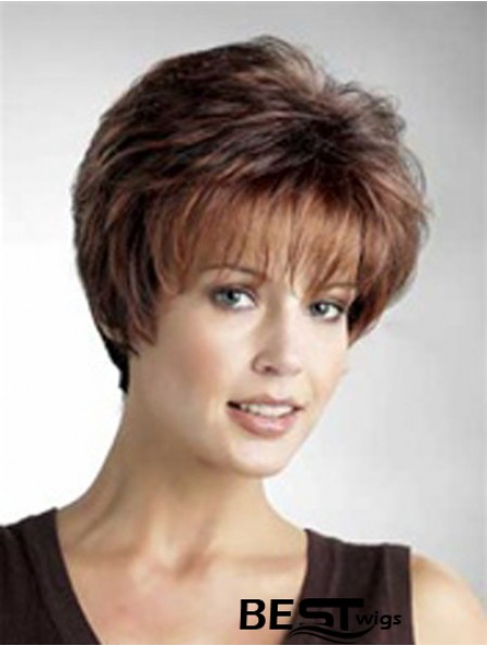 Good 8 inch Straight Auburn Layered Short Wigs