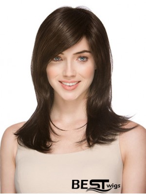 Very Cheap Synthetic Wigs Layered Cut Straight Style Brown Color