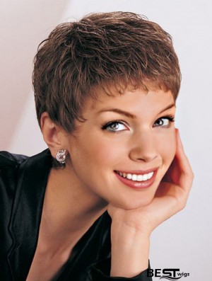 Good Quality Synthetic Wig Cropped Length Brown Color Bobcuts