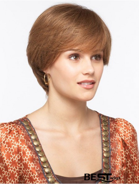 Straight With Bangs 8 inch Brown Durable Synthetic Wigs
