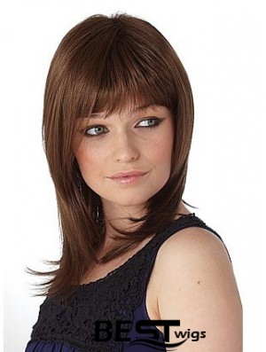 Shoulder Length With Bangs Straight Auburn Incredible Synthetic Wigs