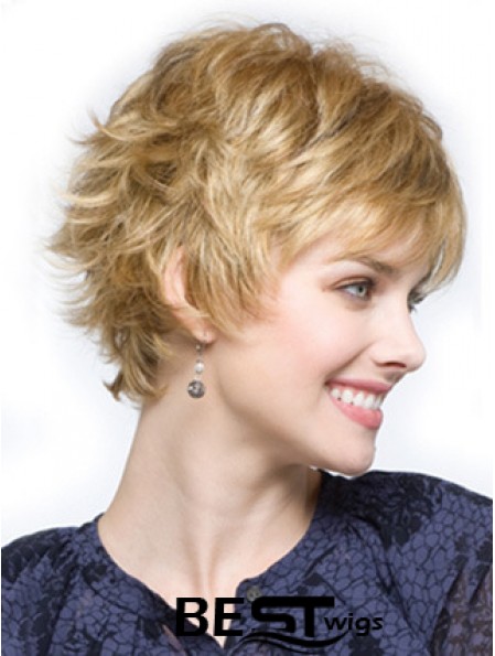 Cropped Layered Wavy Blonde Comfortable Synthetic Wigs