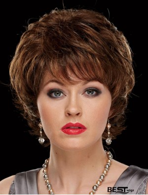 Chin Length Wavy Capless With Bangs 8 inch Stylish Synthetic Wigs