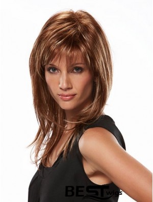 Online Brown Straight Layered Long Wigs