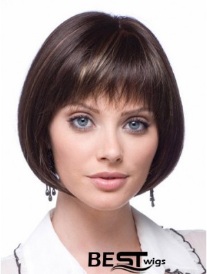 Lace Front Short Straight Brown Flexibility Bob Wigs