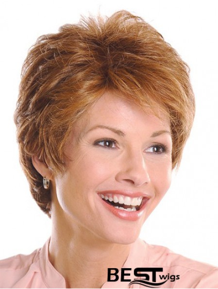 Top 5 inch Wavy Brown Layered Short Wigs