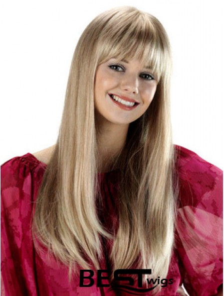 Long With Bangs Straight Blonde Fabulous Synthetic Wigs