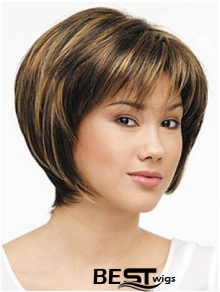 Lace Front Chin Length Straight Brown Designed Bob Wigs