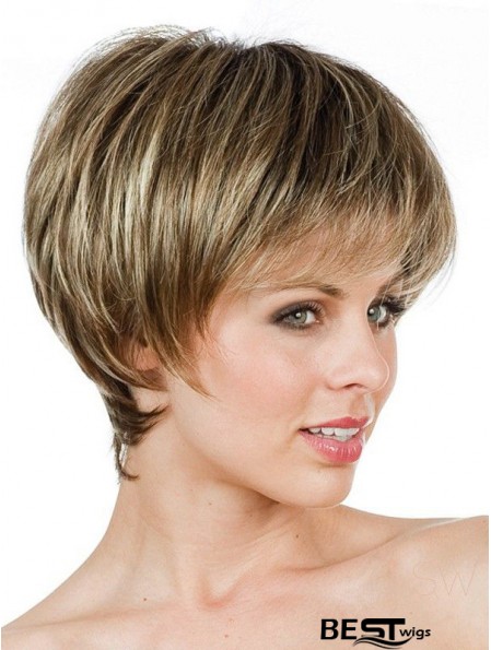 Boycuts Short Brown Straight Sleek Petite Wigs