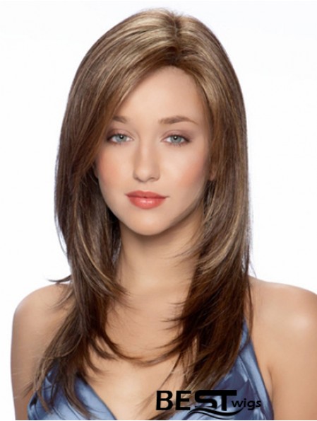 Synthetic Full Long Hair Wigs Wavy Style Monofilament Brown Color