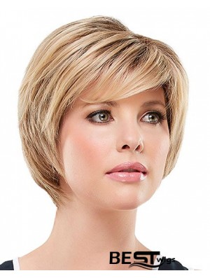 Affordable Blonde Short Straight Layered Lace Front Wigs