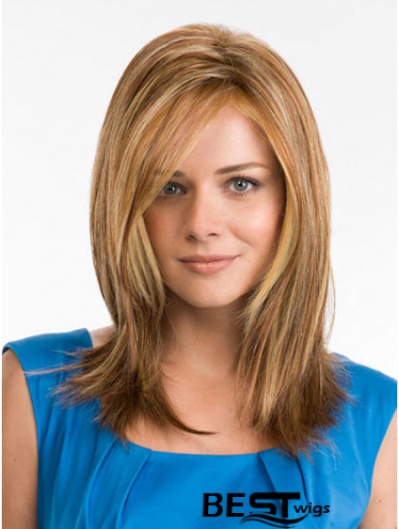 16 inch Synthetic Long Straight Blonde Monofilament Wigs
