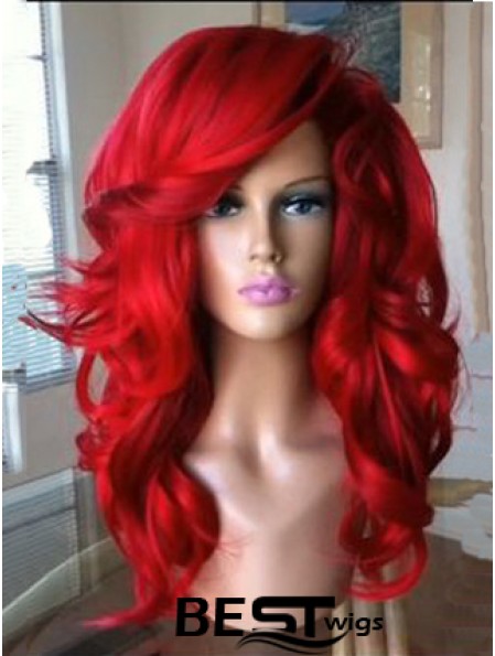 Capless Wavy 18 inch With Bangs Quality Synthetic Red Wig UK