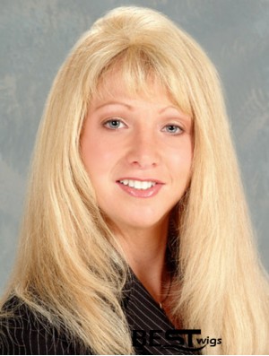 Durable Blonde Straight With Bangs Long Wigs