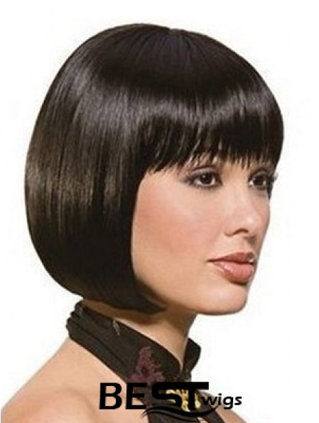 Chin Length Bobs Straight Black Sassy Synthetic Wigs