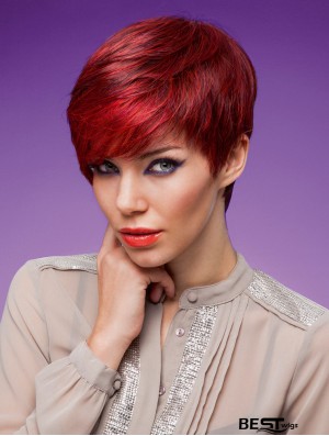 Straight Boycuts 5 inch Red High Quality Synthetic Wigs