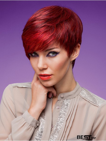 Straight Boycuts 5 inch Red High Quality Synthetic Wigs