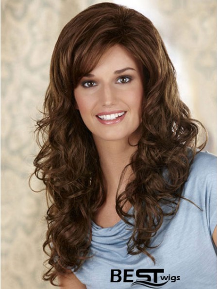 Curly With Bangs Long Brown Online Lace Front Wigs