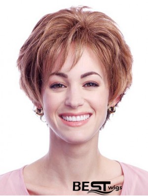 Stylish Auburn Short Layered Wavy Glueless Lace Front Wigs