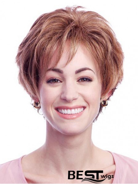 Stylish Auburn Short Layered Wavy Glueless Lace Front Wigs