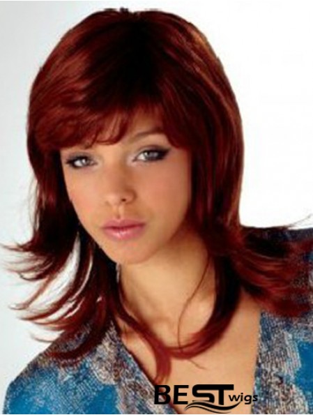 Auburn Shoulder Length Wavy With Bangs 16 inch Fabulous Medium Wigs