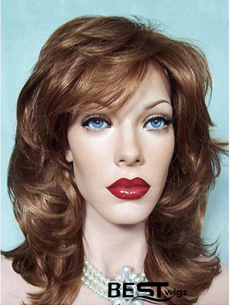 Wavy Layered Shoulder Length Brown Good Lace Front Wigs