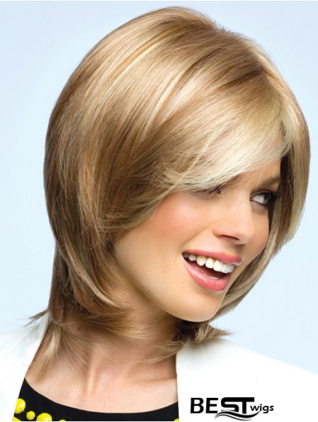 Blonde Chin Length Wavy Layered 12 inch Top Medium Wigs